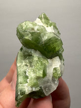 Load image into Gallery viewer, Electric Green Diopside on Quartz – Collector Mineral Specimen (Gilgit-Baltistan) Pakistan
