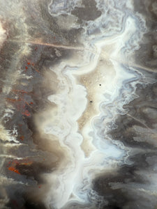 PREMIUM DISPLAY or LAPIDARY SLAB • Moroccan “Ghost Agate” White Seam Plum Agate • Double Sided • High Atlas Mountains • Unpolished