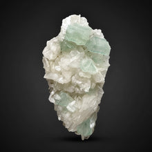 Load image into Gallery viewer, High-Grade Gemmy Green Apophyllite on White Stilbite  | Deccan Traps, Maharashtra, India
