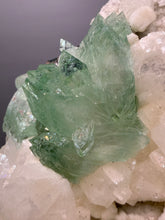 Load image into Gallery viewer, High-Grade Gemmy Green Apophyllite on White Stilbite &amp; Apophyllite | Deccan Traps, Maharashtra, India
