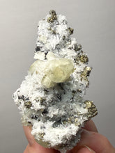Load image into Gallery viewer, 2.7” New Find: Huanzala Mine Peru Sphalerite + Chalcopyrite + Apatite + Calcite + Quartz | Collector Display Specimen
