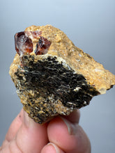 Load image into Gallery viewer, Naturally Faceted Zircon Crystal on Pegmatite–Biotite Matrix • Pakistan Mineral Specimen
