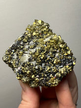 Load image into Gallery viewer, 3” New Find: Huanzala Mine Peru Sphalerite + Chalcopyrite + Apatite + Calcite + Quartz | Collector Display Specimen
