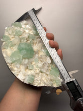 Load image into Gallery viewer, High-Grade Gemmy Green Apophyllite on White Stilbite  | Deccan Traps, Maharashtra, India

