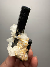 Load image into Gallery viewer, Blue Cap Dark Green Stak Nala Tourmaline on Cleavelandite Matrix – Haramosh Mountains, Pakistan
