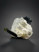 Load image into Gallery viewer, Dark Green Cap Stak Nala Tourmaline on Cleavelandite Matrix – Haramosh Mountains, Pakistan
