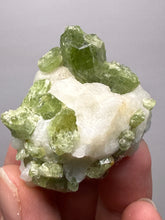 Load image into Gallery viewer, Electric Green Diopside on Quartz – Collector Mineral Specimen (Gilgit-Baltistan) Pakistan
