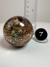 Load image into Gallery viewer, Garden Quartz Golden Rutile and/or Cubic Golden Pyrite Sphere • High Grade • RARE
