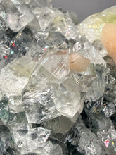 Load image into Gallery viewer, High-Grade Green Apophyllite with Pink Stilbite on Black Chalcedony – Deccan Traps, India
