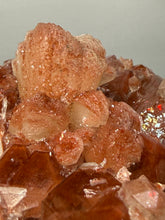 Load image into Gallery viewer, Rare Red Apophyllite + Druzy Red Stilbite Flowers — Deccan Traps, India
