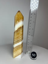 Load image into Gallery viewer, Coco Mango Onyx Calcite Obelisk Tower
