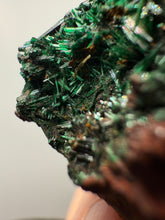 Load image into Gallery viewer, Brochantite Collector Mineral Specimen – Vivid Green Copper Crystals from Morocco
