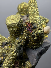 Load image into Gallery viewer, Chalcopyrite Botryoidal Stalactites on Calcite – Cabinet Specimen | Tongshankou Mine, Edong, Daye, Huangshi Prefecture, Hubei Province, China
