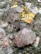 Load image into Gallery viewer, Fluorite Cluster with Mica &amp; Chalcopyrite | Cabinet Specimen | Yaogangxian Mine, Chenzhou, Hunan Province, China
