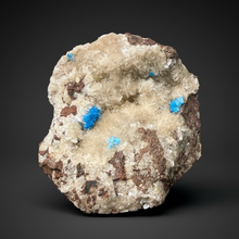 Load image into Gallery viewer, Rare Electric Blue Pentagonite on Druzy Matrix – Collector Mineral Specimen | India
