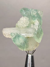 Load image into Gallery viewer, Luminous Mint Apophyllite with Glittering Druzy Sugar Quartz – India
