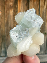 Load image into Gallery viewer, Light Mint Green Radial Apophyllite + White Stilbite • Maharashtra, India
