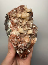 Load image into Gallery viewer, XL Shiny Peach Stilbite on Druzy Red Heulandite – High-Grade Collector Mineral Specimen from India
