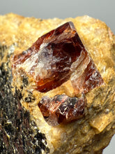 Load image into Gallery viewer, Naturally Faceted Zircon Crystal on Pegmatite–Biotite Matrix • Pakistan Mineral Specimen
