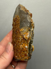 Load image into Gallery viewer, Spessartine Garnet on Smoky Quartz | Wushan Spessartine Mine, Tongbei, Yunxiao Co., Zhangzhou, Fujian, China
