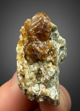 Load image into Gallery viewer, Hessonite Garnet Cluster on Matrix – Natural Collector Specimen from Pakistan | High-Grade Orange-Red Garnet Crystals
