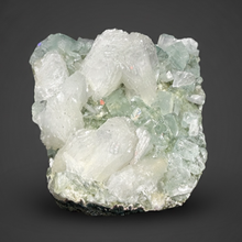 Load image into Gallery viewer, High-Grade Gemmy Green Apophyllite on White Stilbite  | Deccan Traps, Maharashtra, India

