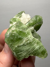 Load image into Gallery viewer, Electric Green Diopside on Quartz – Collector Mineral Specimen (Gilgit-Baltistan) Pakistan
