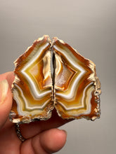 Load image into Gallery viewer, High-Grade Indonesian Sumatra Agate Pair – Vibrant Banded Chalcedony with Rich Color Zoning | Ethical Lapidary &amp; Collector Display Specimens
