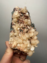 Load image into Gallery viewer, Shiny Peach Stilbite on Druzy Red Heulandite – High-Grade Collector Mineral Specimen from India
