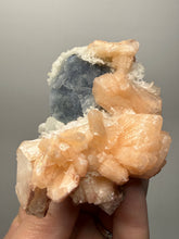 Load image into Gallery viewer, Red Heulandite on Pink Stilbite on Druzy Black Chalcedony – Zeolite Mineral Specimen (India)
