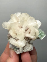 Load image into Gallery viewer, High-Grade Gemmy Green Apophyllite on White Stilbite  | Deccan Traps, Maharashtra, India
