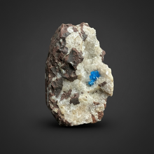 Load image into Gallery viewer, Rare Electric Blue Pentagonite on Druzy Matrix – Collector Mineral Specimen | India
