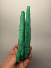 Load image into Gallery viewer, 6” Druzy Malachite “Legs” Stalactites — Botryoidal Cave Formation | DR Congo  | Collector Mineral Specimen
