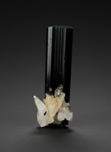 Load image into Gallery viewer, Dark Green Cap Stak Nala Tourmaline and Cleavelandite – Haramosh Mountains, Pakistan | Thumbnail Specimen

