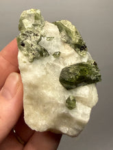 Load image into Gallery viewer, Electric Green Diopside on Quartz – Collector Mineral Specimen (Gilgit-Baltistan) Pakistan
