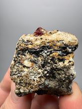 Load image into Gallery viewer, Naturally Faceted Zircon Crystal on Pegmatite–Biotite Matrix • Pakistan Mineral Specimen
