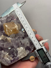 Load image into Gallery viewer, Golden Cubic Calcite on Amethyst Cluster | Maharashtra, India (Collector Specimen)
