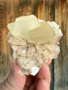 Scalenohedral Calcite + Pink Heulandite • Maharashtra, India