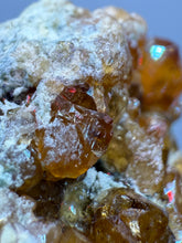 Load image into Gallery viewer, Hessonite Garnet Cluster on Matrix – Natural Collector Specimen from Pakistan | High-Grade Orange-Red Garnet Crystals

