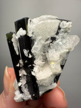 Load image into Gallery viewer, Blue Cap Dark Green Stak Nala Tourmaline on Cleavelandite Matrix – Haramosh Mountains, Pakistan
