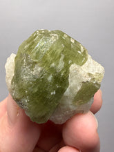 Load image into Gallery viewer, Electric Green Diopside on Quartz – Collector Mineral Specimen (Gilgit-Baltistan) Pakistan
