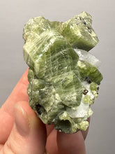 Load image into Gallery viewer, Electric Green Diopside on Quartz – Collector Mineral Specimen (Gilgit-Baltistan) Pakistan
