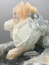 Load image into Gallery viewer, Pink Stilbite with Druzy Frosted Optical Calcite — India Zeolite Specimen
