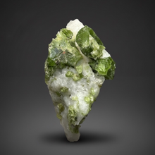 Load image into Gallery viewer, Electric Green Diopside on Quartz – Collector Mineral Specimen (Gilgit-Baltistan) Pakistan

