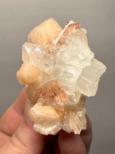 Load image into Gallery viewer, Gemmy Peach Stilbite Flower + Apophyllite on Red Heulandite — Maharashtra, India
