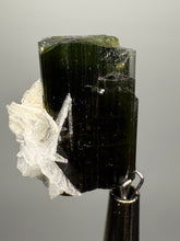 Load image into Gallery viewer, Dark Green Cap Stak Nala Tourmaline with Cleavelandite Flower – Haramosh Mountains, Pakistan | Thumbnail Specimen
