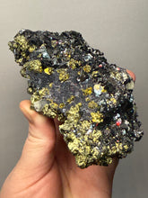 Load image into Gallery viewer, 6.1” New Find: Huanzala Mine Peru Sphalerite + Chalcopyrite + Apatite + Calcite + Quartz | Collector Display Specimen
