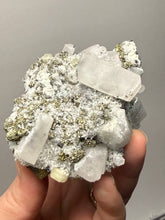 Load image into Gallery viewer, 3.5” New Find: Huanzala Mine Peru Sphalerite + Chalcopyrite + Apatite + Calcite + Quartz | Collector Display Specimen
