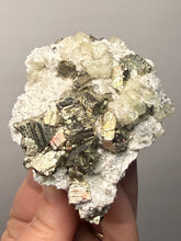 Load image into Gallery viewer, 2.9” New Find: Huanzala Mine Peru Sphalerite + Chalcopyrite + Apatite + Calcite + Quartz | Collector Display Specimen
