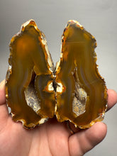 Load image into Gallery viewer, High-Grade Indonesian Sumatra Agate Pair – Vibrant Banded Chalcedony with Rich Color Zoning | Ethical Lapidary &amp; Collector Display Specimens

